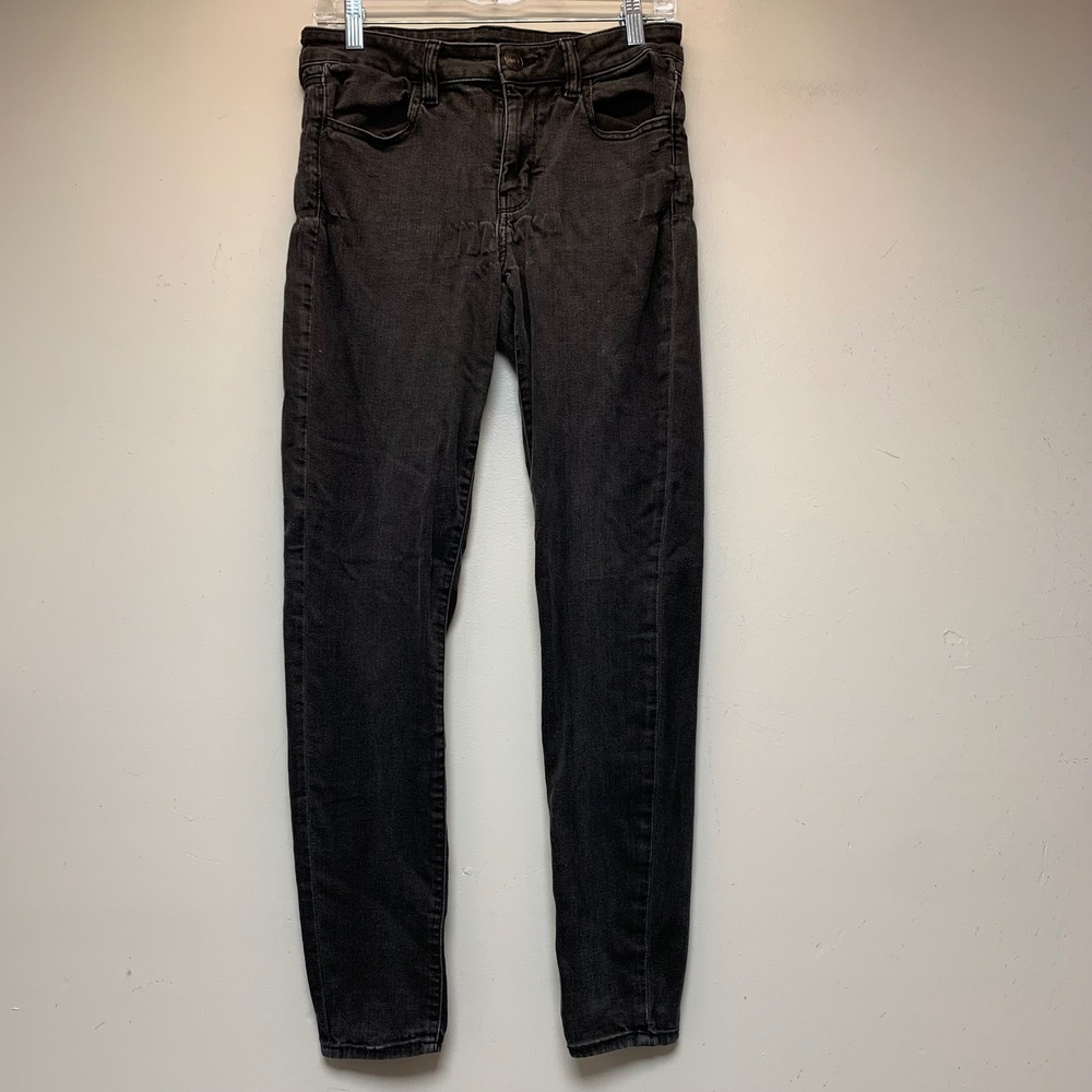 American Eagle Skinny Jeans Women 8 Long Black Excellent Ne(x)t Level Stretch